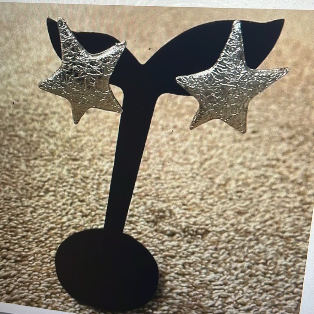 Large silver star post earrings